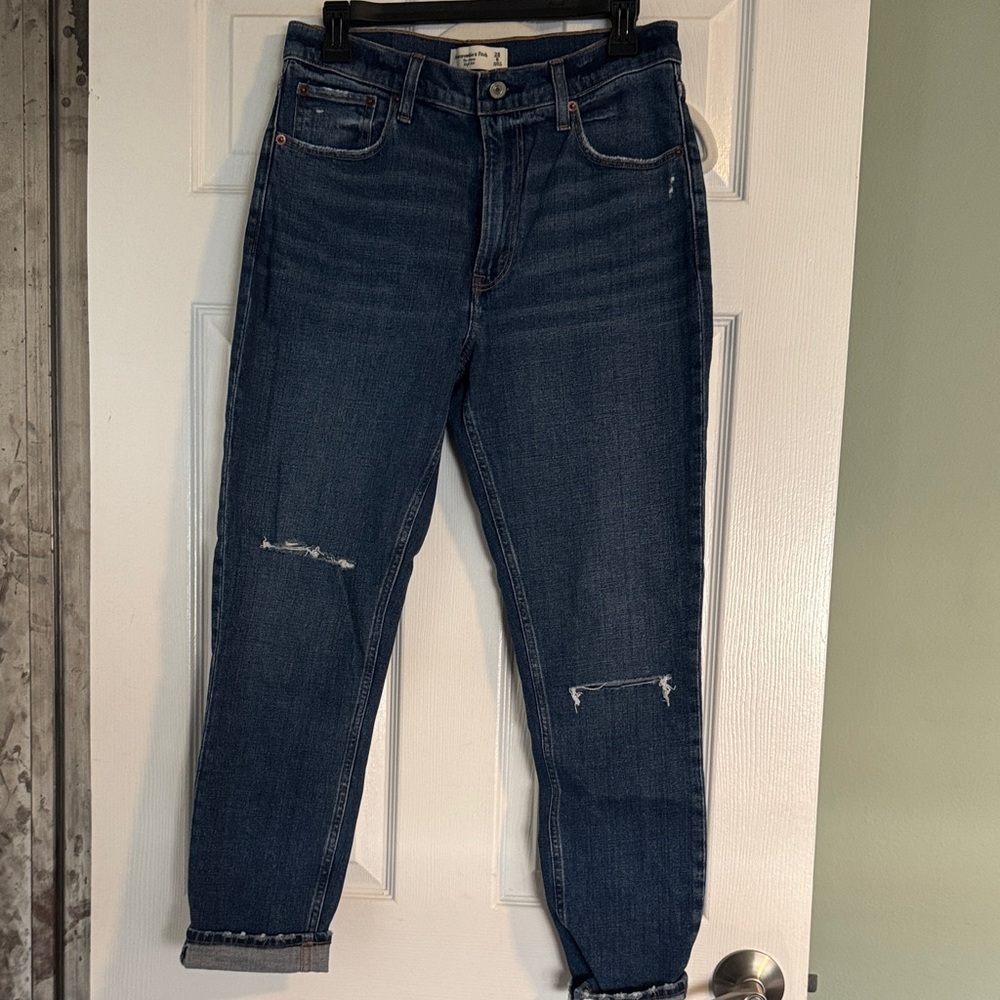 Abercrombie & Fitch Dark Blue Distressed Women's Jeans